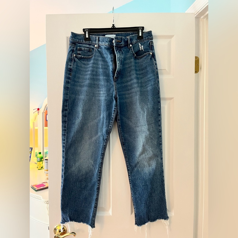 LOFT high waisted straight crop jeans
